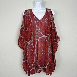 Show Me Your Mumu coverup tunic dreamy medallions cold shoulder top XS